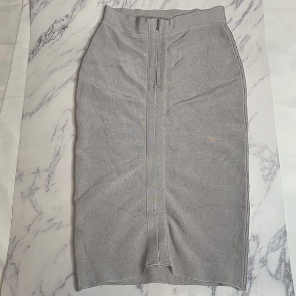 MyBandageDress Silver Bandage Pencil Skirt | Sz M - Picture 4 of 5